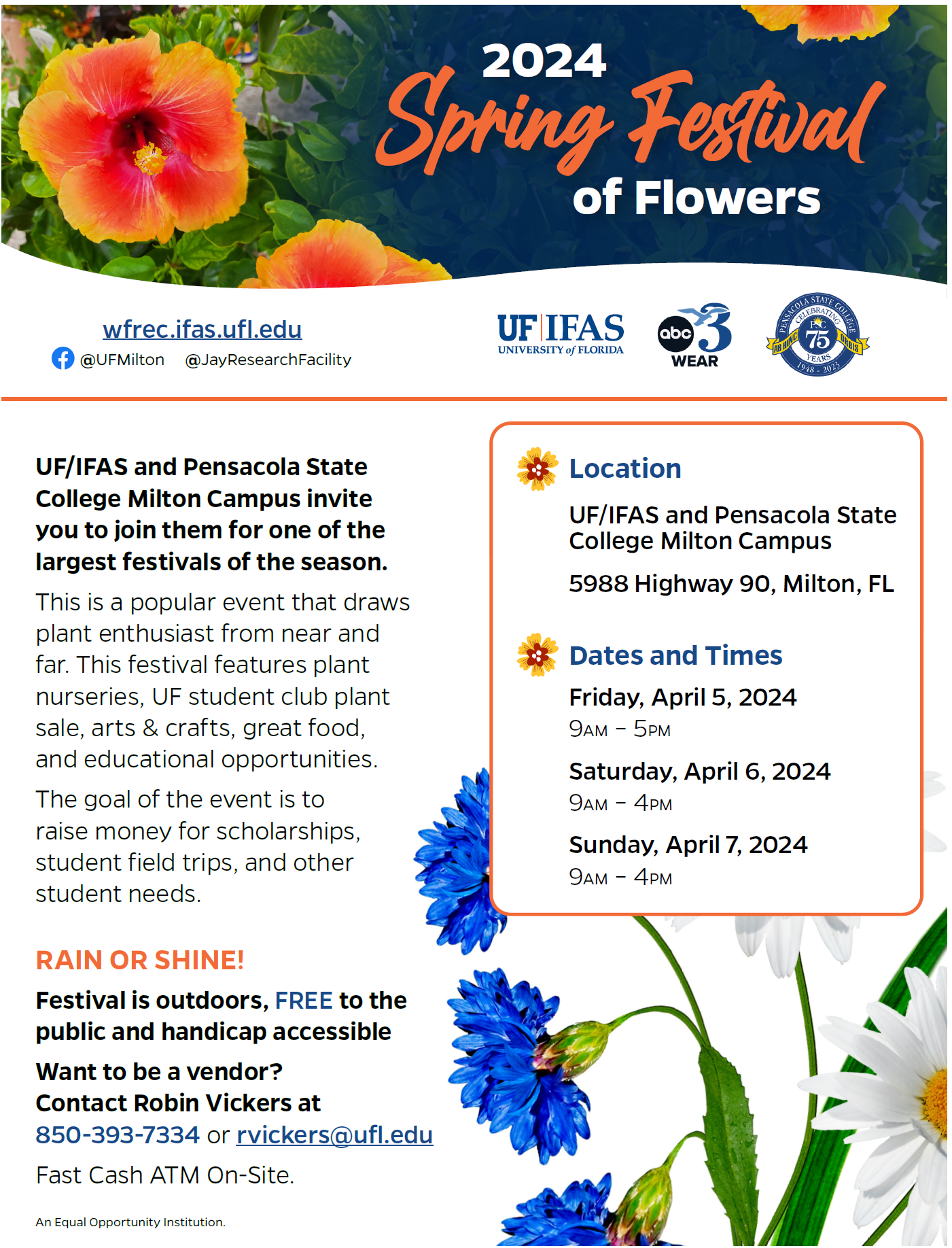 decorative image of Flowers , Free Spring Festival of Flowers at PSC Milton Campus April 7-9 2024-03-01 14:10:38
