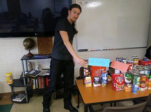 Food Pantry donation decorative image of Food-Pantry-donation , Adult Education Program students donate items to PSC Food Pantry 2018-02-20 11:12:44