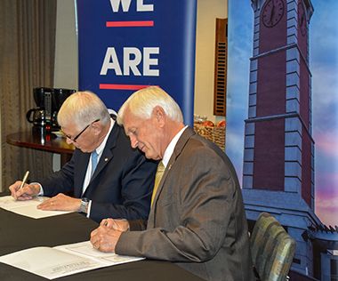 decorative image of PSC-USA-signing , Pensacola State-University of South Alabama sign articulation agreement 2018-10-23 14:56:57