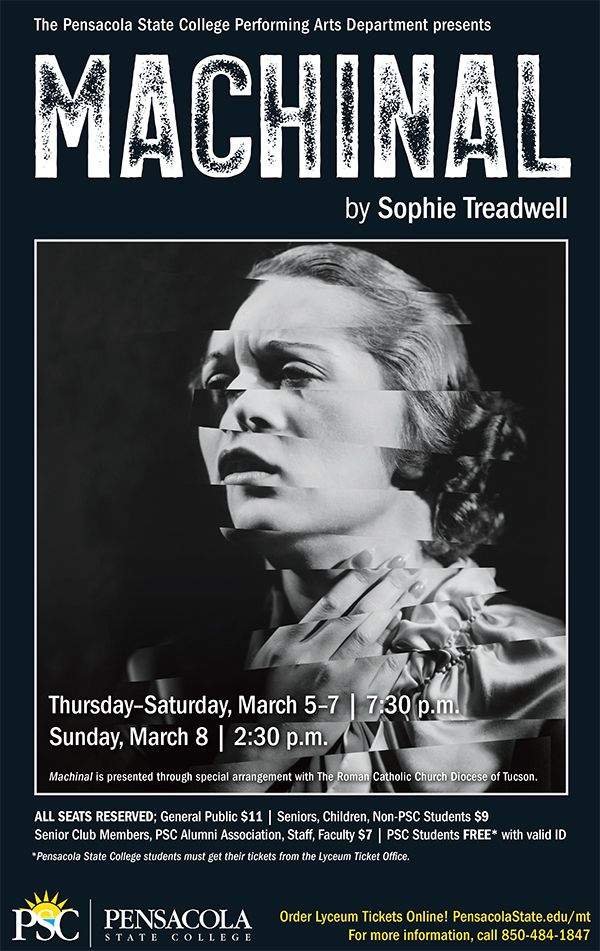 decorative image of machinal , ‘Machinal’ auditions set for Jan. 21-22 at Pensacola State College 2020-01-17 11:40:45