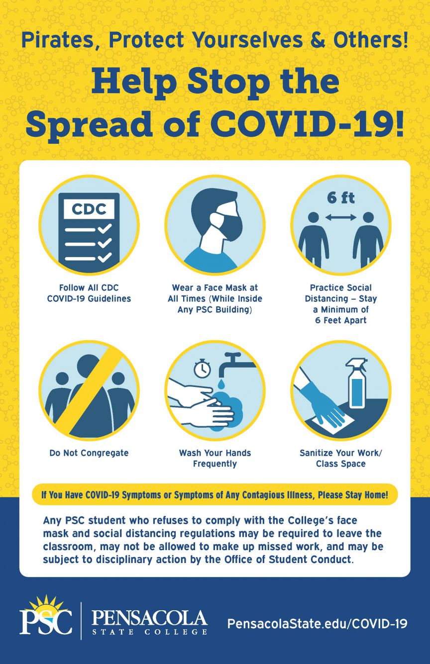 CovidPoster Spring 2021 decorative image of CovidPoster-Spring-2021- , Pensacola State starts Spring semester with safety as a priority 2021-01-08 13:16:04