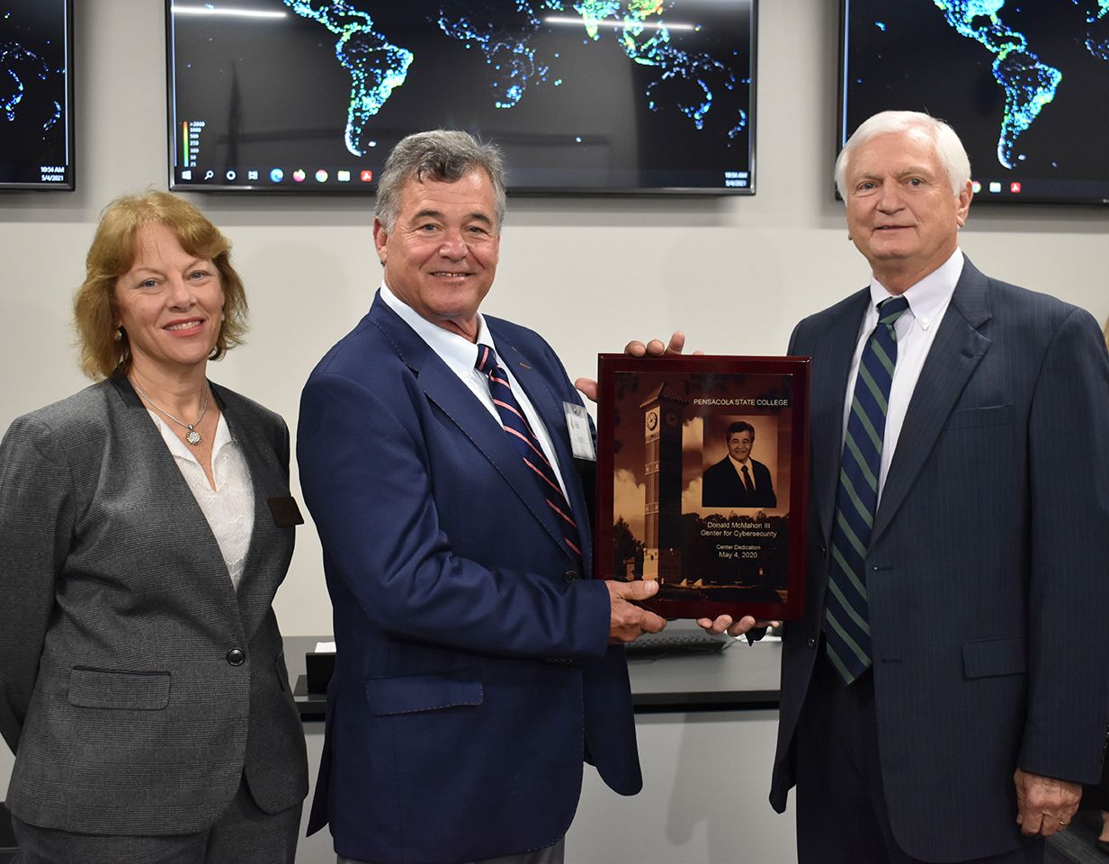 mcmahondedication decorative image of mcmahondedication , Pensacola State College unveils Donald McMahon III Center for Cybersecurity 2021-05-05 13:36:28