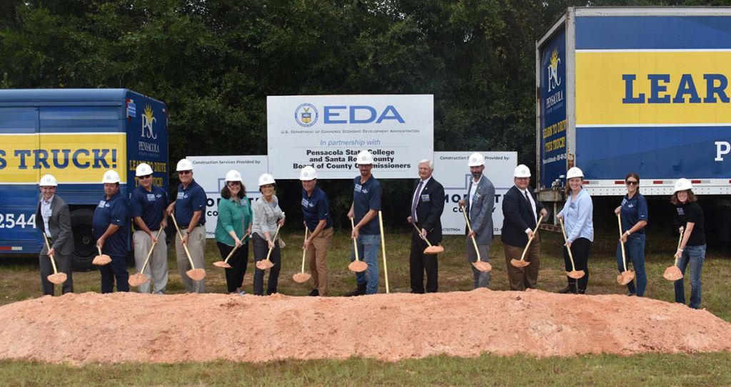 decorative image of groundbreaking , Pensacola State College breaks ground on ‘game-changing’ Truck Driver Training Facility 2021-10-01 10:21:01