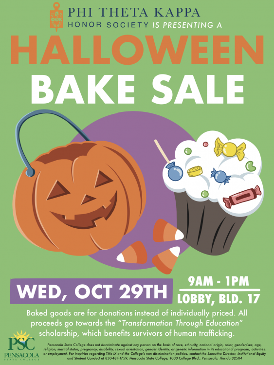 decorative image of 7c29f5b8fe16526eb75c562d1fdc751f-PTK-halloween-bake-sale-poster-fall-2025 , PHI THETA KAPPA Halloween Bake Sale 2025-10-14 07:40:26