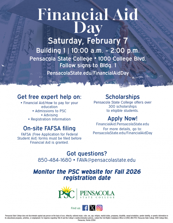 decorative image of Aid-Day-PSC-Campus , Financial Aid Day - Pensacola Campus 2025-10-31 07:27:01