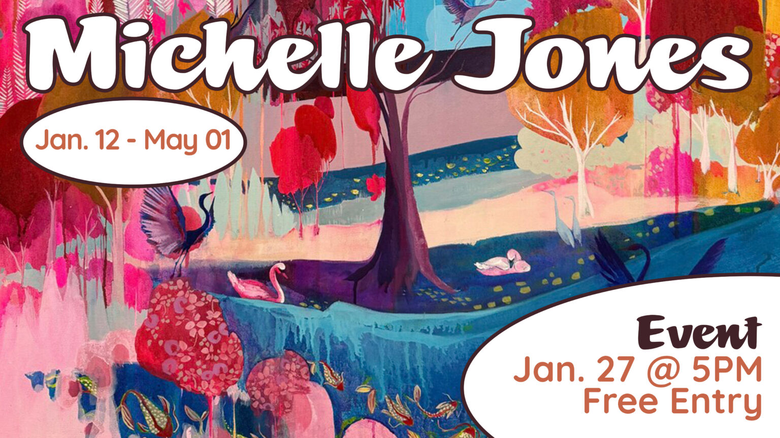 decorative image of Michelle Jones, Seven Sisters Art Exhibition flyer.