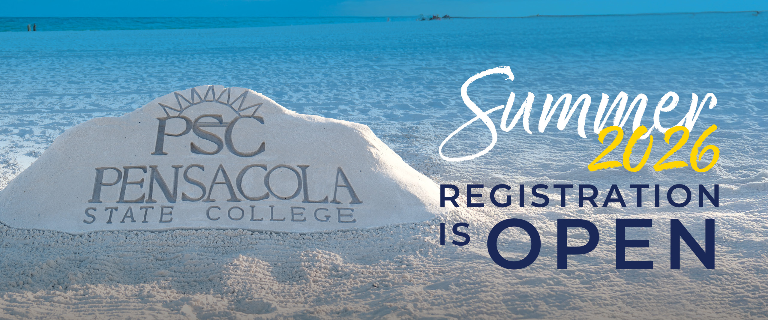 Decorative image of the beach saying Summer 2026 Registration is Open