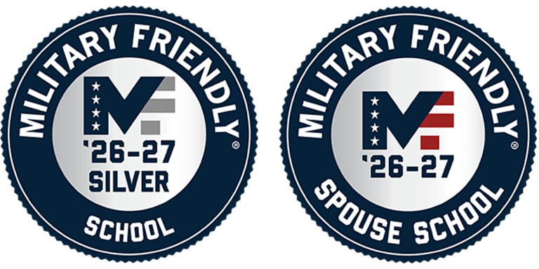 Decorative image of Military Friendly School logos.
