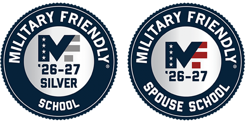 Decorative image of Military Friendly School logos.